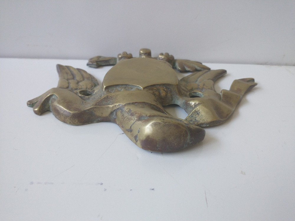 Vintage Solid Brass Eagle 6" Tall 7" Wide, 2 Holes for Mounting