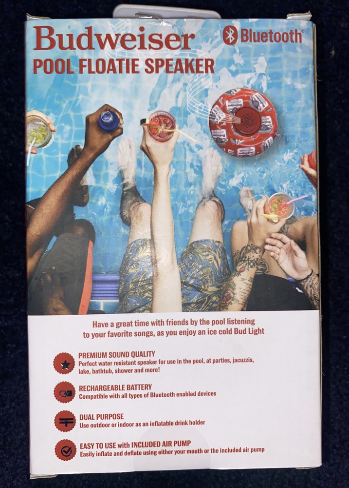 Budweiser Pool Floatie Bluetooth Speaker/Drink Holder
