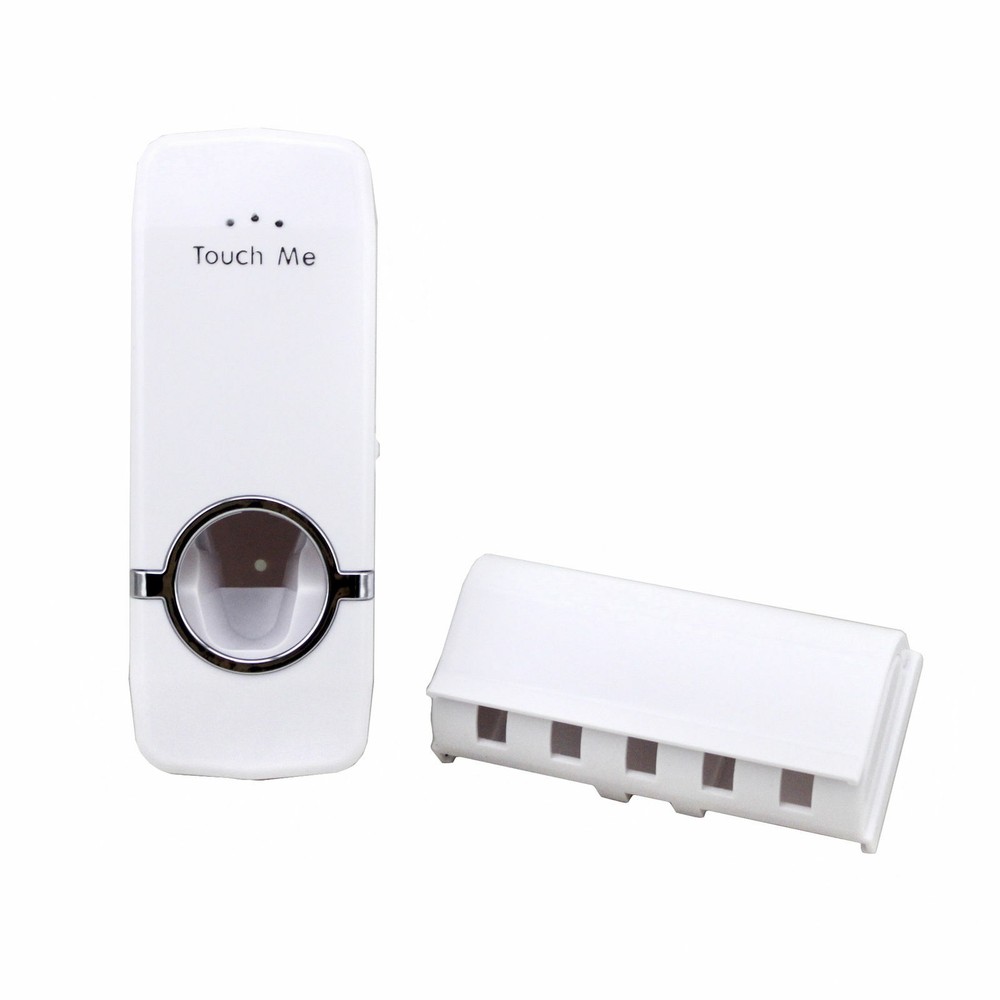 Automatic Toothpaste Dispenser + 5 Toothbrush Holder Set Wall Mount Stand 2 Sets