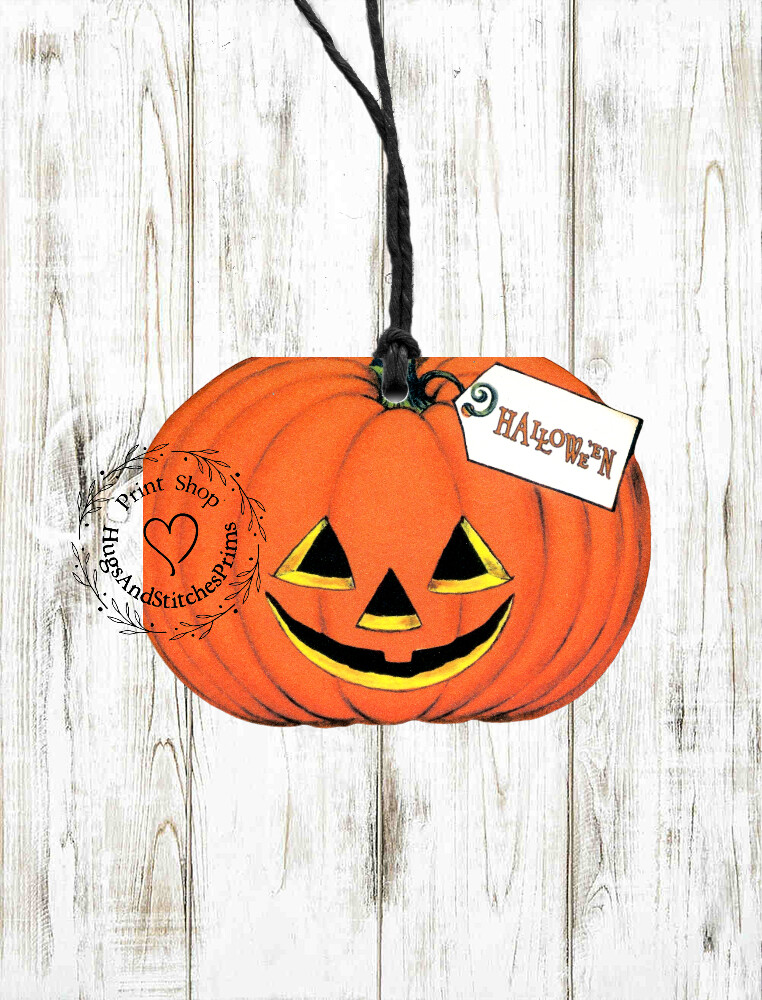 HALLOWEEN JACK O LANTERN PUMPKIN GIFT or JOURNALING TAGS #156