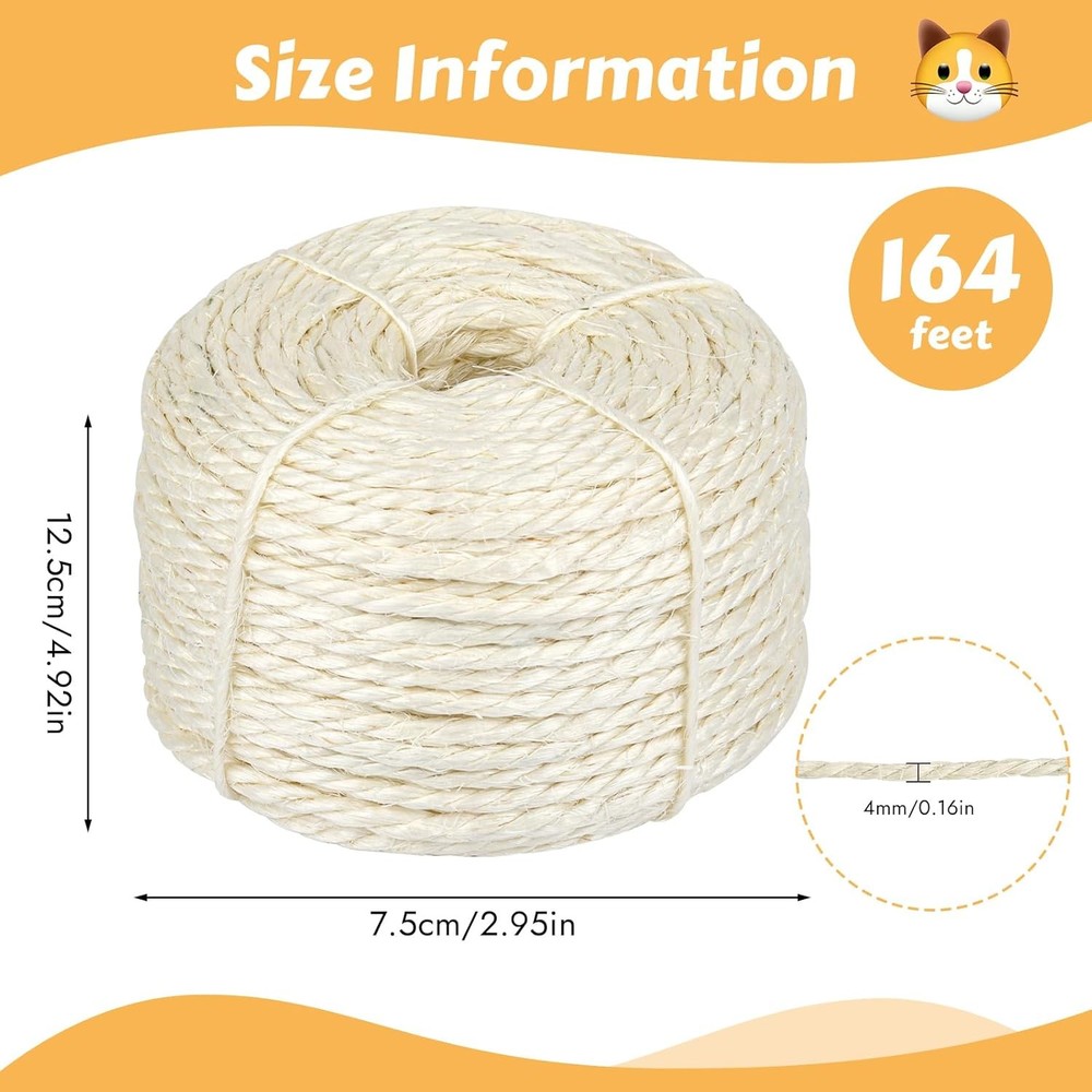 Cat Scratching Rope Sisal 164ft Natural