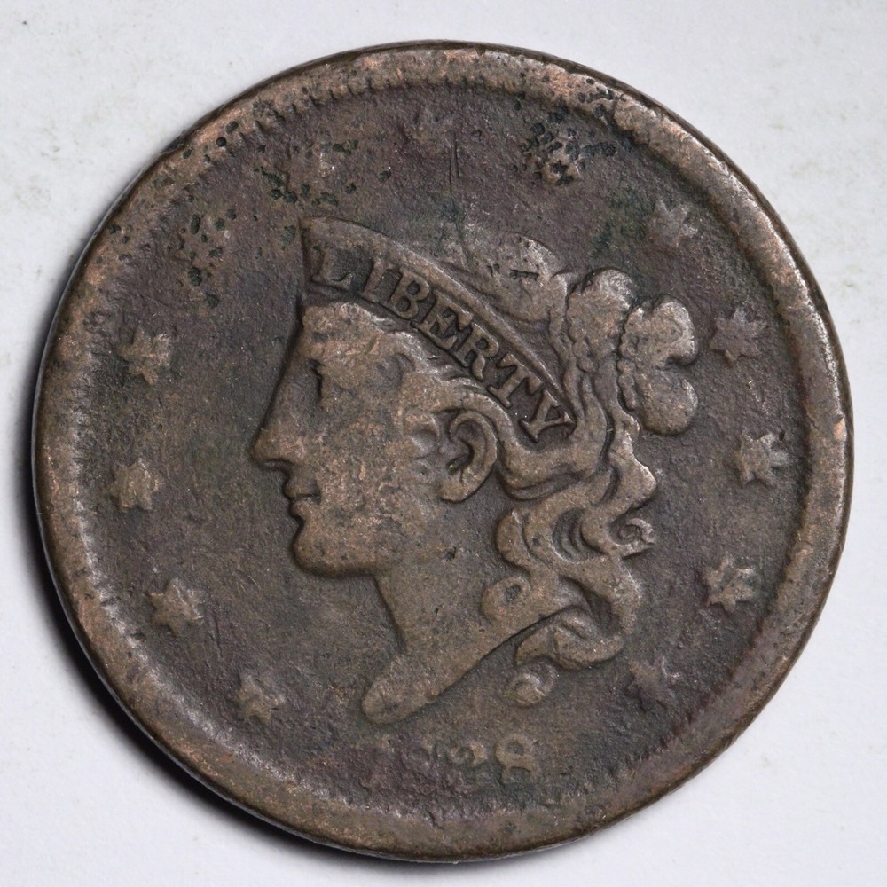 1838 Coronet Head Large Cent CHOICE VF E192 GB
