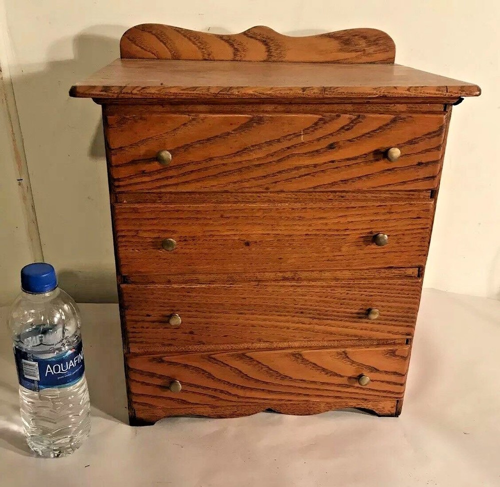 Antique Small Oak 4 Drawer Chest Circa 1900