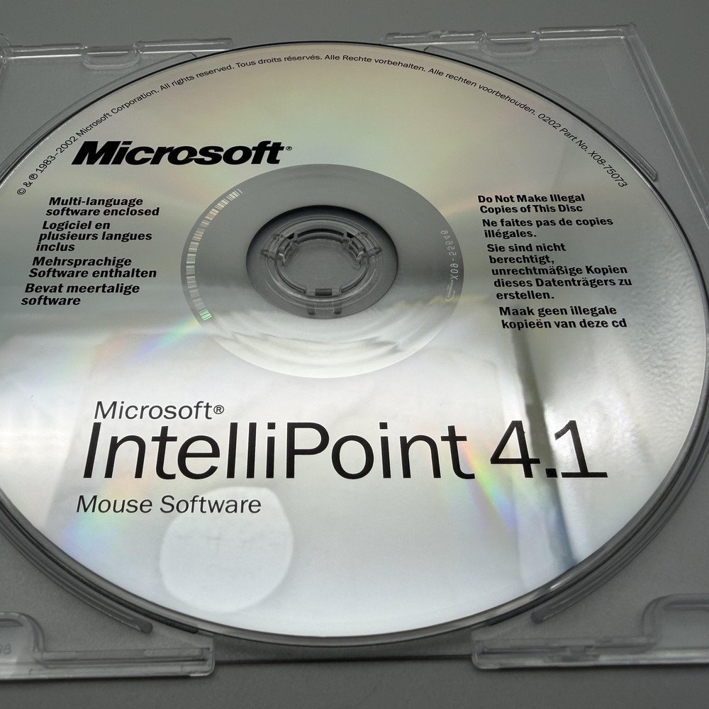 Vintage 2002 Microsoft IntelliPoint 4.1 Mouse Software Driver CD-ROM Multi-Lang