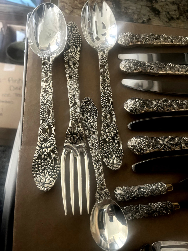 46 Pcs. Neiman Marcus Godinger Silver Plated Vineyard Pattern