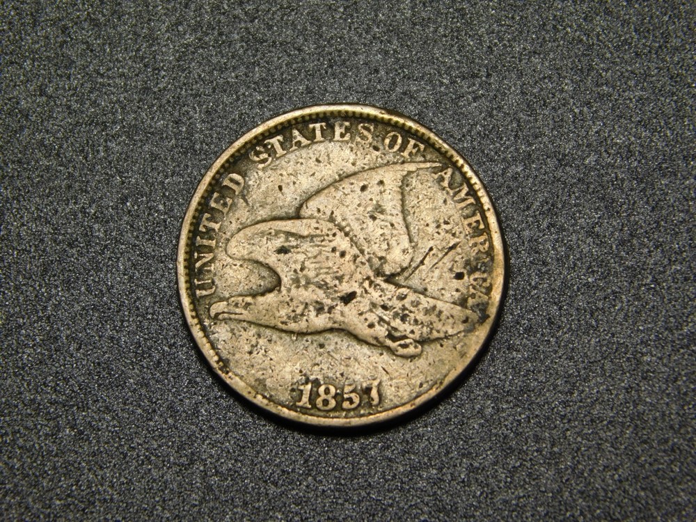 OLD US COIN 1857 FLYING EAGLE PENNY CENT