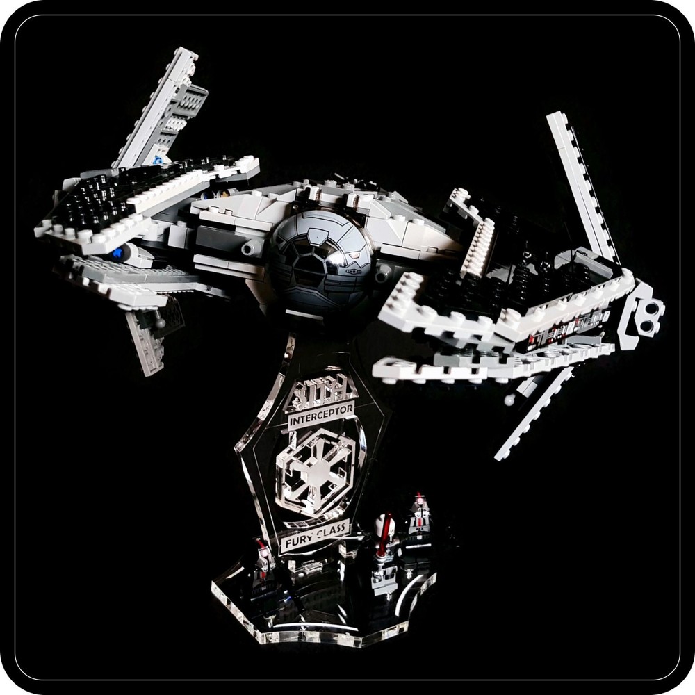 Display stand 3D angled +slots for Lego 9500 Sith Interceptor (Star Wars)