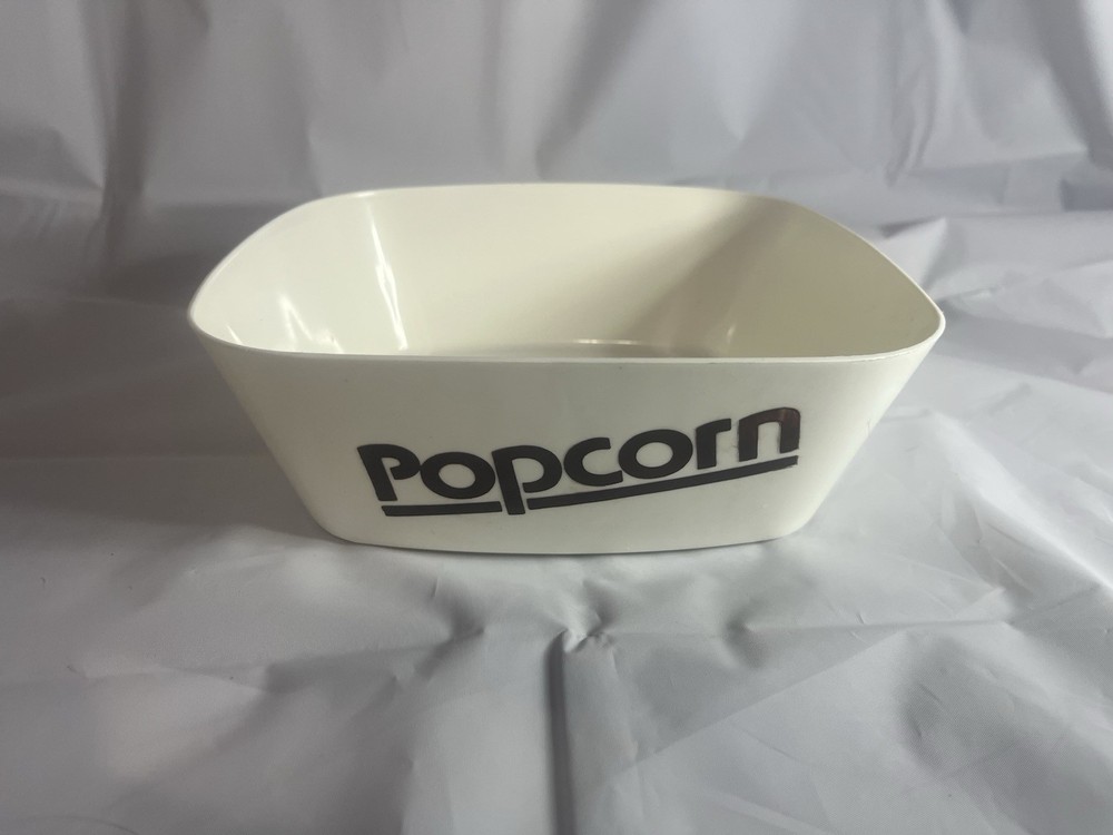 Popcorn White & Brown Bowl Vintage Retro Plastic Bowl