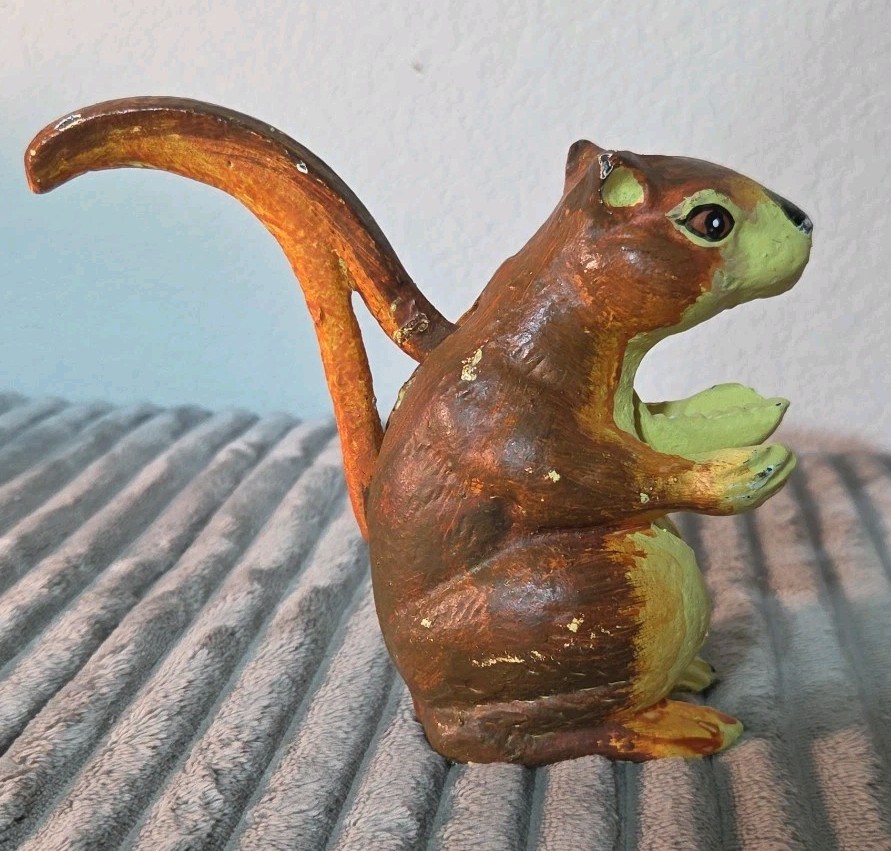 Hand Painted Cast Iron Squirrel Nutcracker Jaw Nut Cracker Heavy
