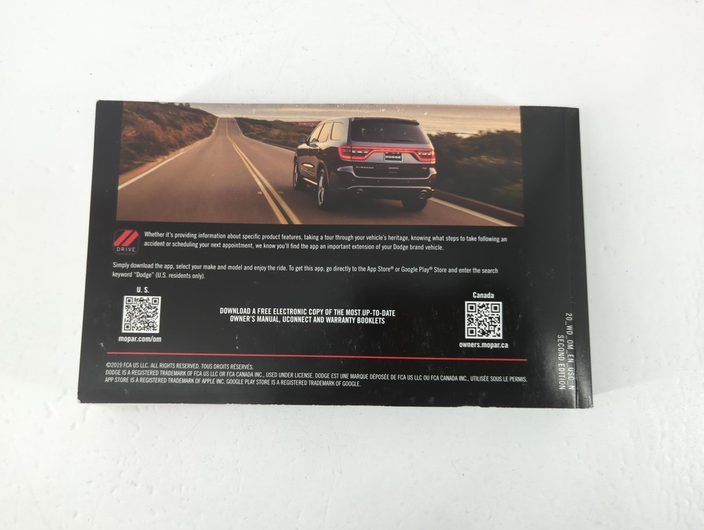 2020 Dodge Durango Owners Manual Book Guide X9EYA