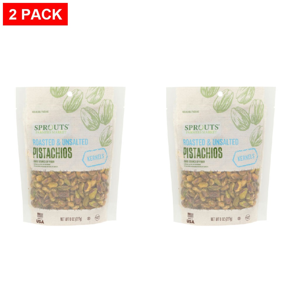 2 Pack - Sprouts Roasted Unsalted Pistachio Kernels 8 oz