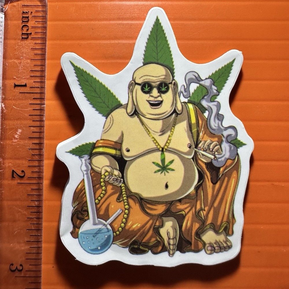 Stoner Buddha smoking sticker Weed Marijuana