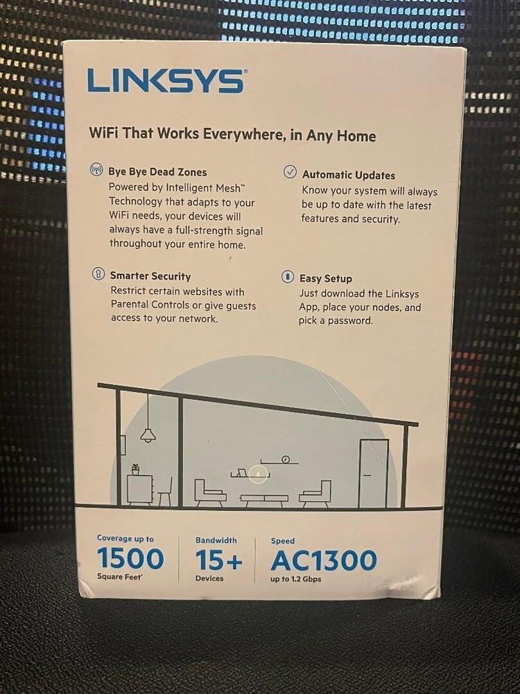 Linksys Velop Mesh Home WiFi System, 1,500 Sq. ft Coverage, 10+ Devices, Speeds