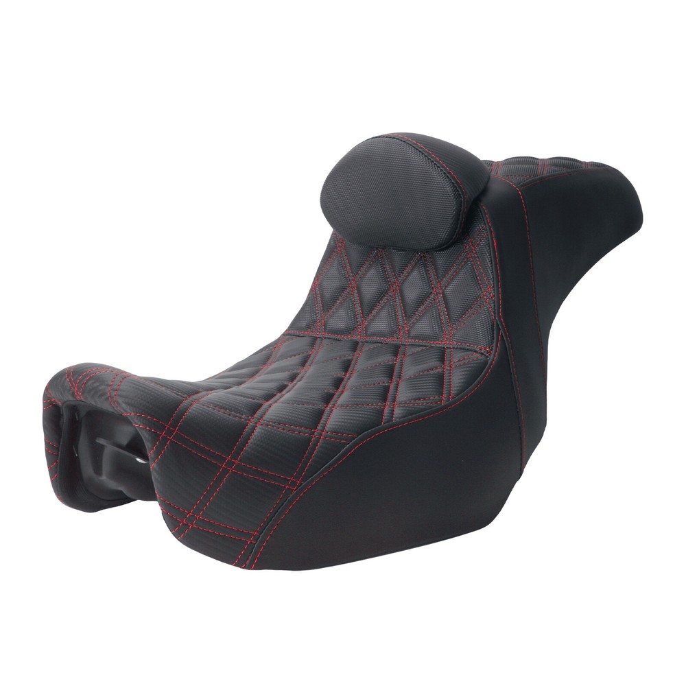 Step Up Red Stitching Seat & Backrest Driver For Harley Dyna Switchback 06-17