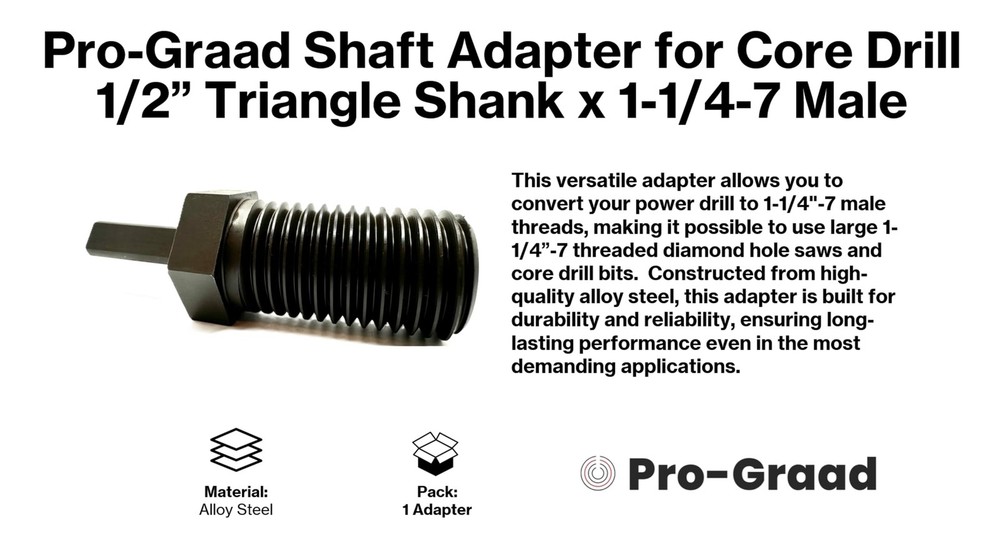 Pro-Graad Core Drill Bit Adapter for Threaded Diamond Hole Saw Core Drill Bit