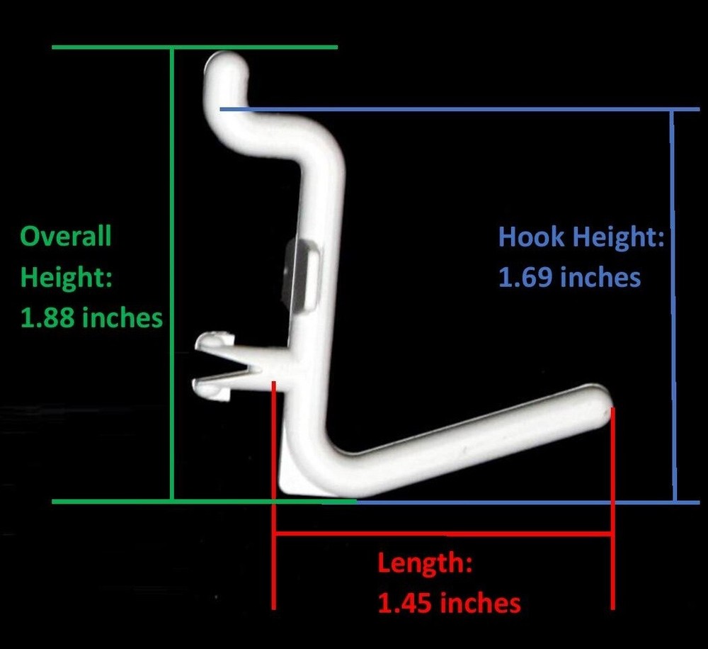 Plastic White L Style Pegboard Hook Kit Tool - 50 Pack - PEGBOARD NOT INCLUDED