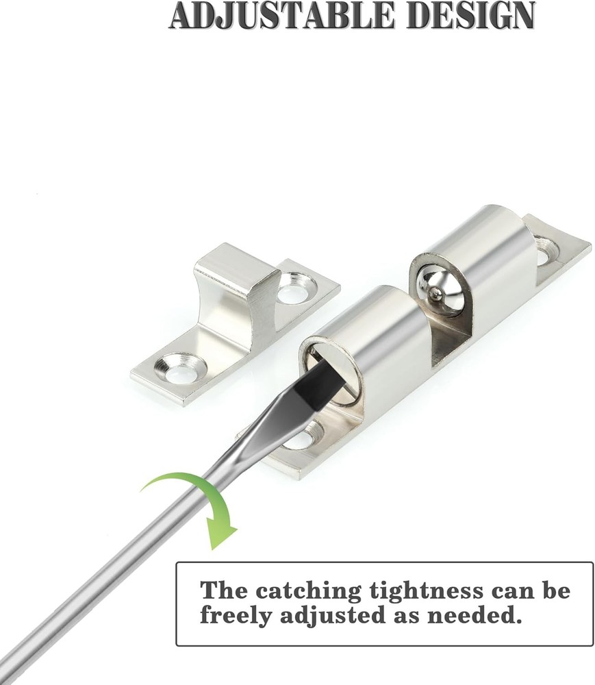 Alise Double Roller Catch Cabinet Latches,Adjustable Double Ball Tension Roller