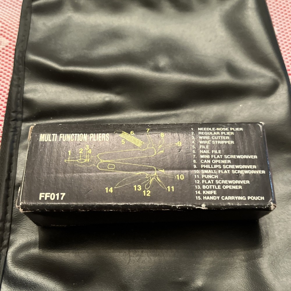 Multi Tool 8 Blade Pocket Knife Red Handle Black Sheath NIB