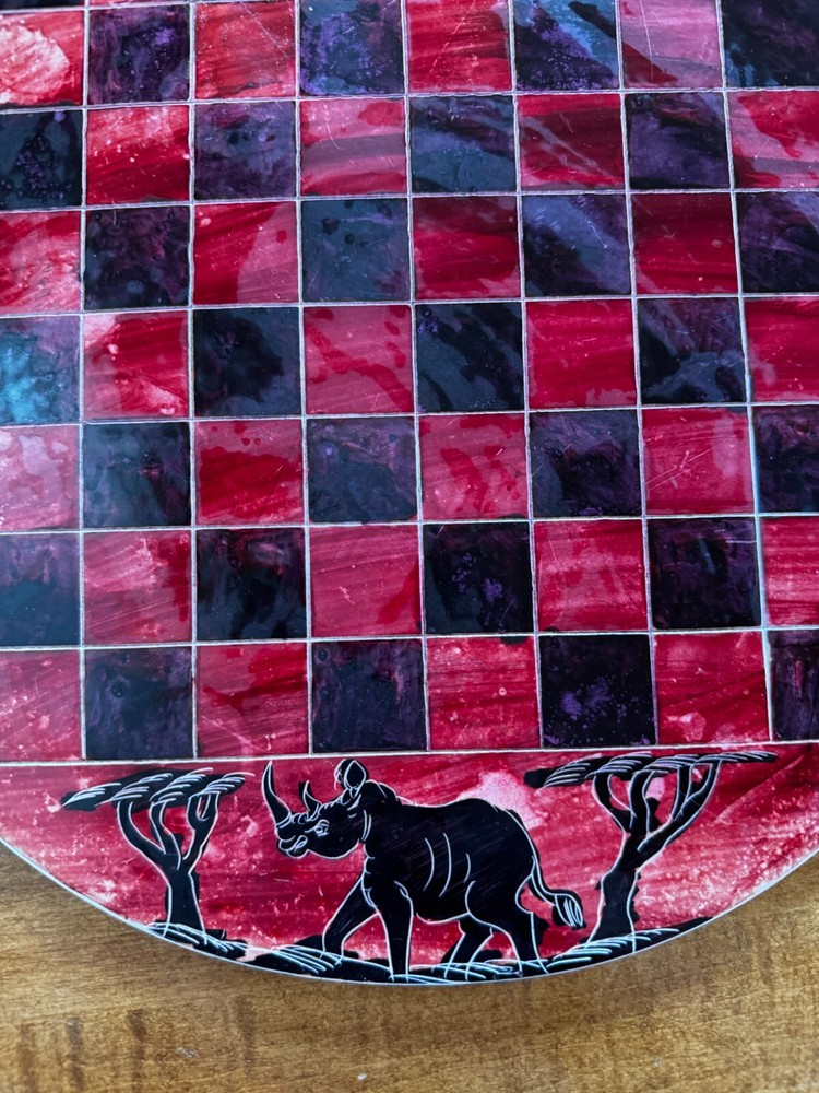 Vintage African Soap Stone Chess/Checkers Board