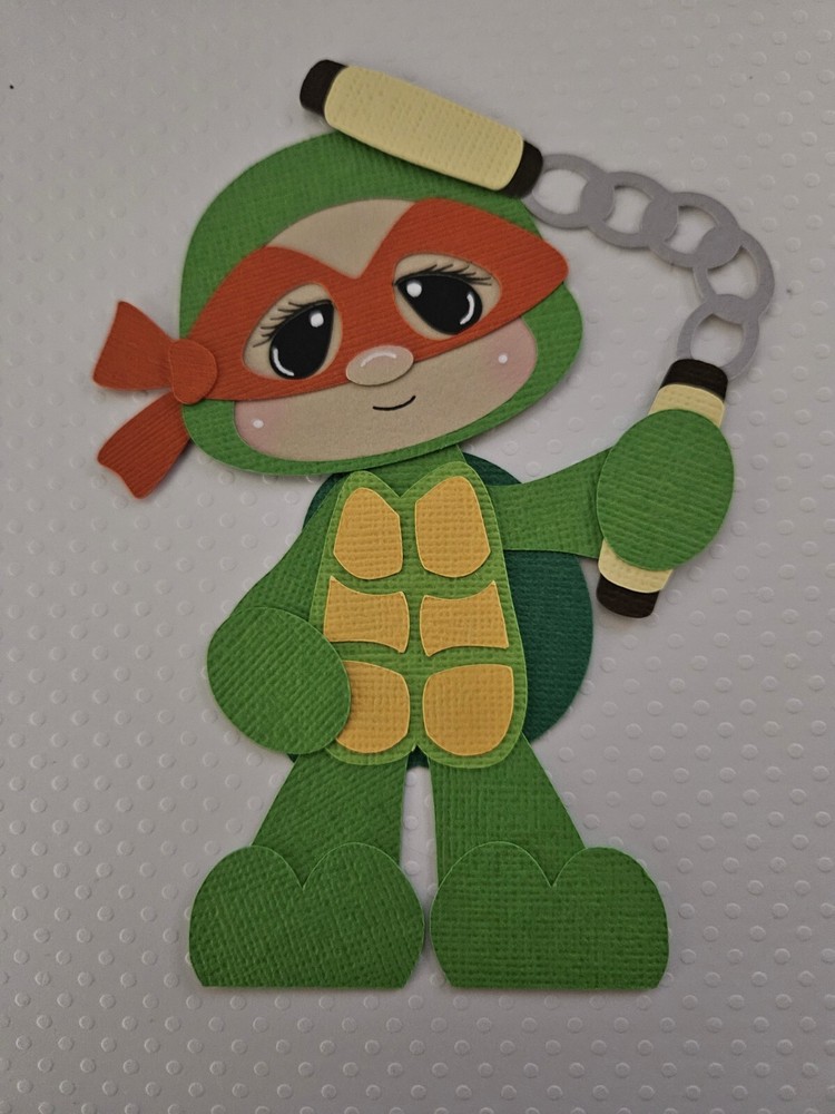 Minature Michaelangelo Ninja Turtle. Inspired. Scrapbook, Paper Piecing