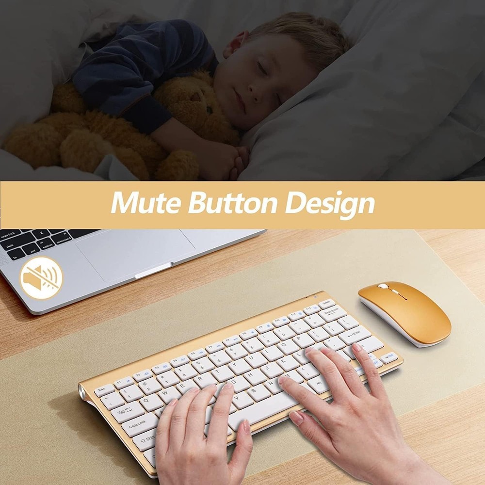 Lightweight Quiet Wireless Keyboard and Mouse Combo - Ergonomic & Stylish