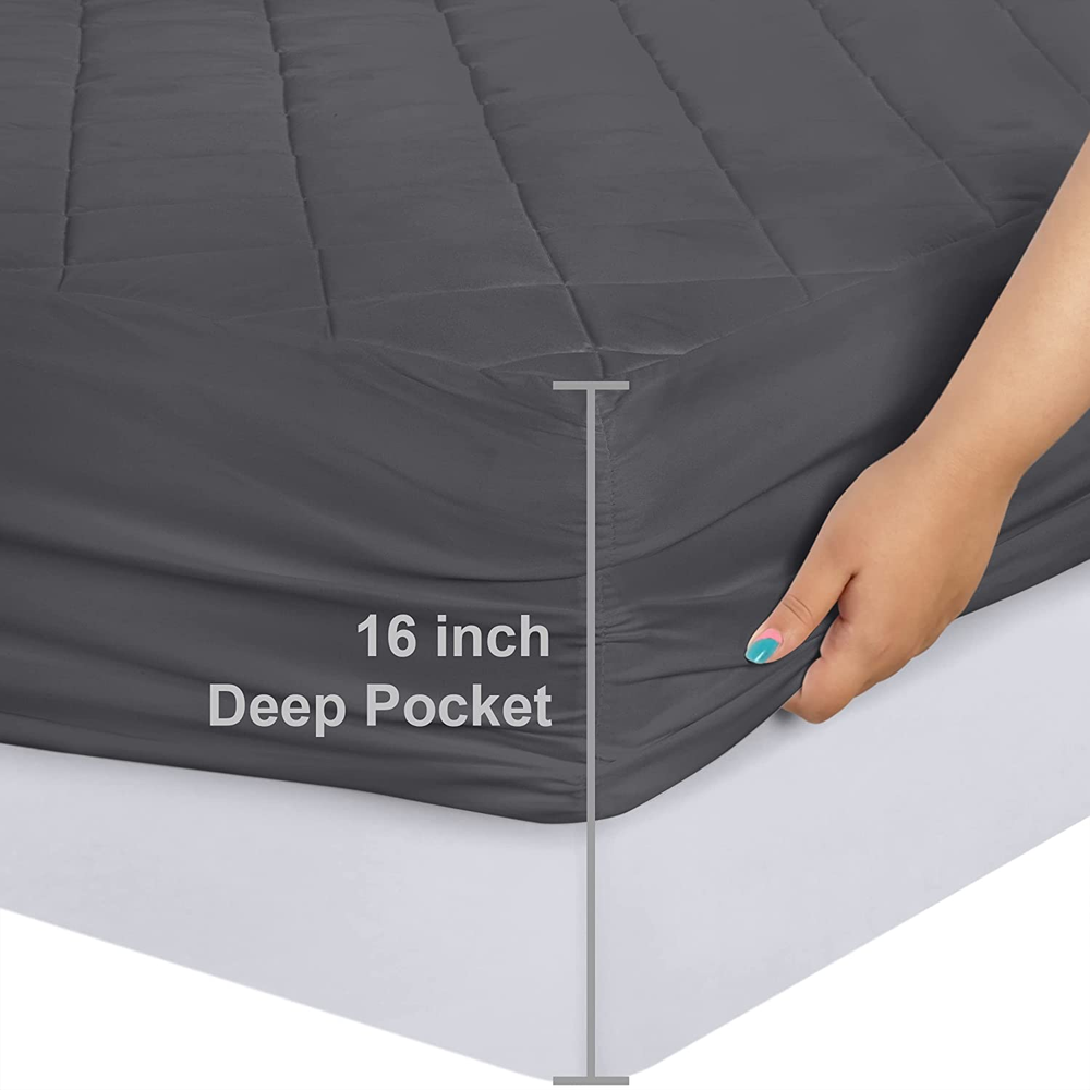 Quilted Mattress Pad Matress Protector Microfiber Bed Cover Fitted Deep Pocket