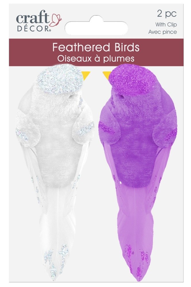 Craft Dcor Essentials FeatheredBird  4.3" 2/Pkg-Flair