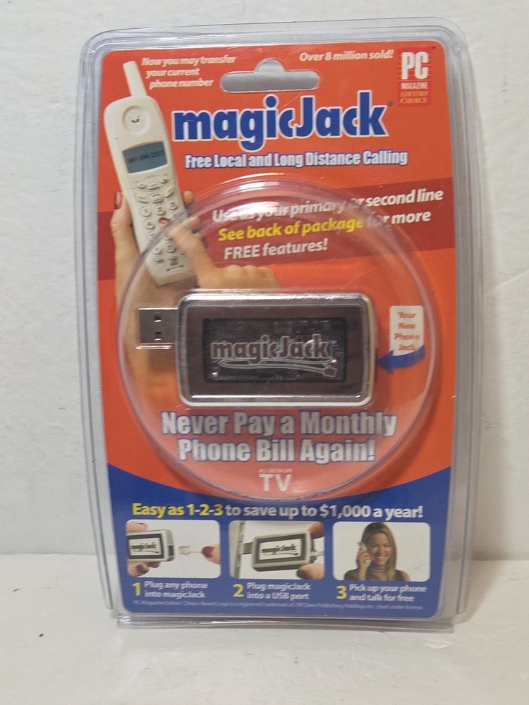 NEW MagicJack Original USB Internet Phone Adapter Retro Tech 2008 SEALED