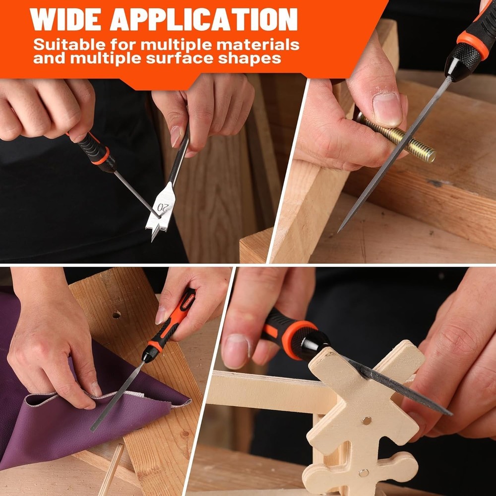 7PCS Interchangeable Needle File Set, Small File Set Includes Flat, Flat Ward...