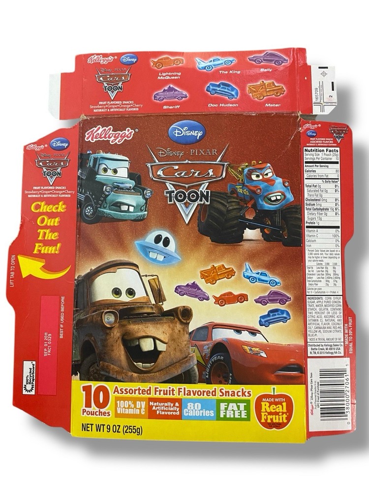 Disney Pixar Cars Toon Fruit Snacks Empty Box
