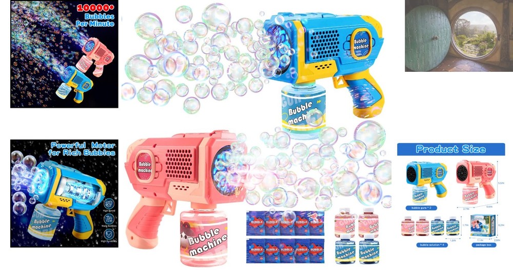Enchanting 2-Pack Bubble Guns with Bubble Solution - Perfect for Parties & More