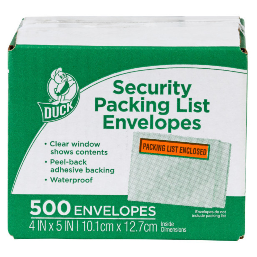 Duck Brand Security Packing List Envelopes: 4 in. width (Clear)