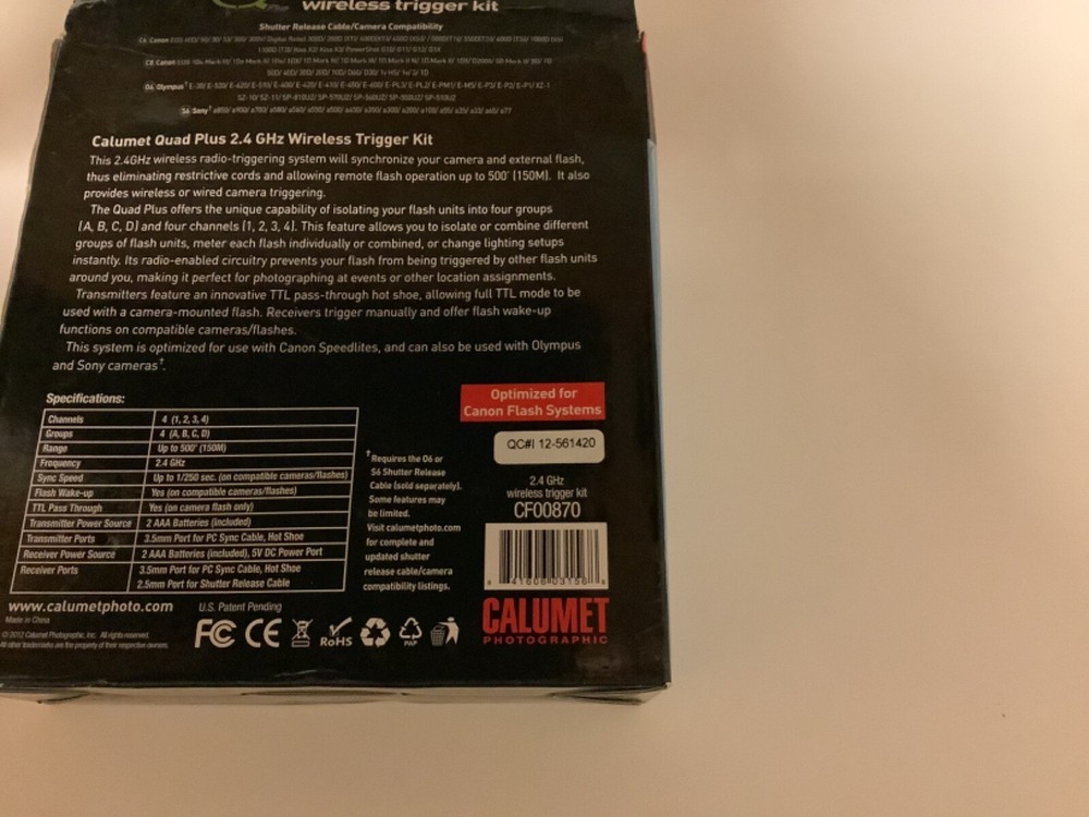 Calumet Quad Plus 2.4GHz Wireless Receiver for Canon