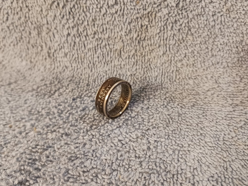 ARKANSAS  State 90% Silver  Washington Quarters coin ring  6  2003 (2)