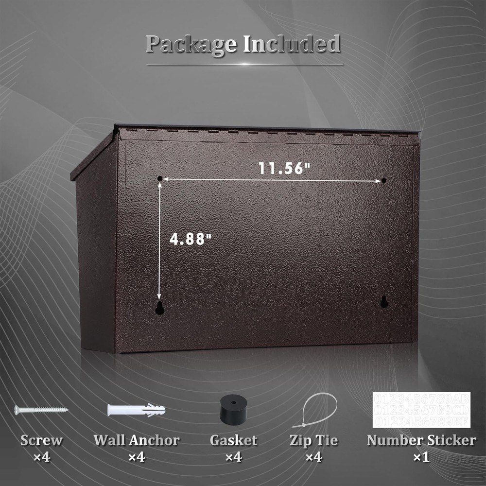 Dalmbox Wall-Mount Mailbox Large Mailbox for Post Rust-Proof Galvanized Steel Bo