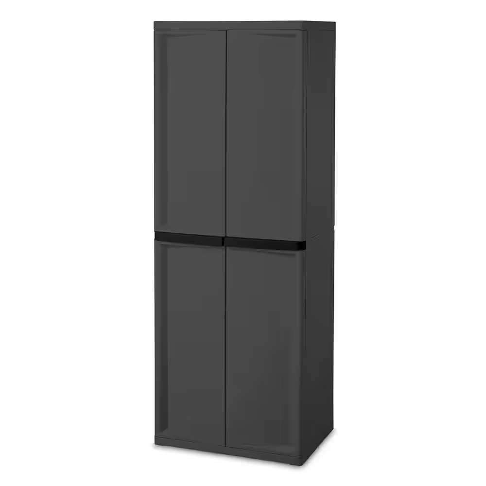 Adjustable 70 In. 4-Shelf Storage Cabinet with Doors, Gray
