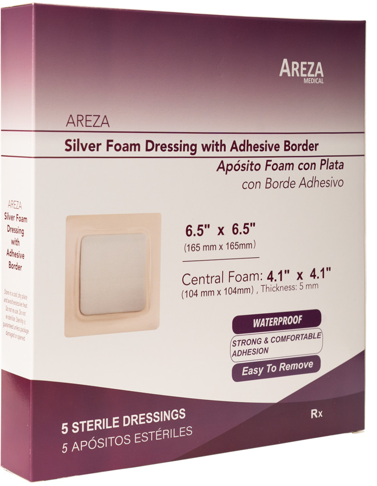 Silver Foam Dressing with Adhesive Border  Sterile (Two Sizes Available)