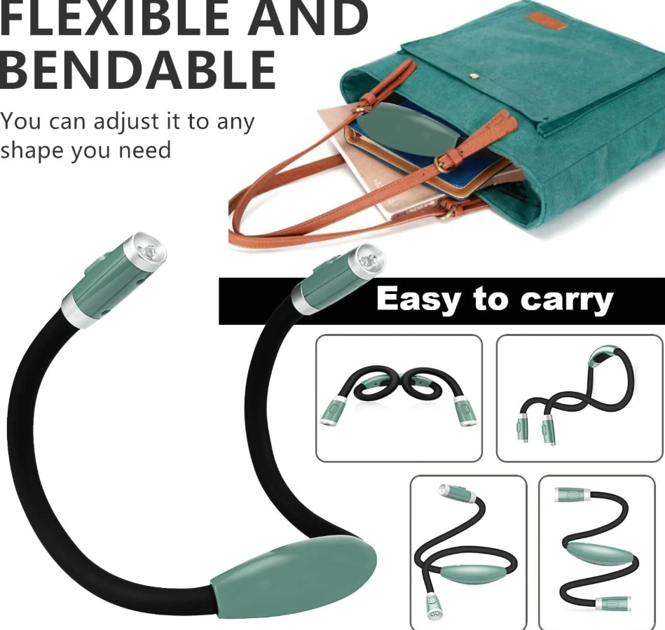 Rechargeable 4 LED Neck Reading Light Adjustable Brightness & Bendable Arms, USA