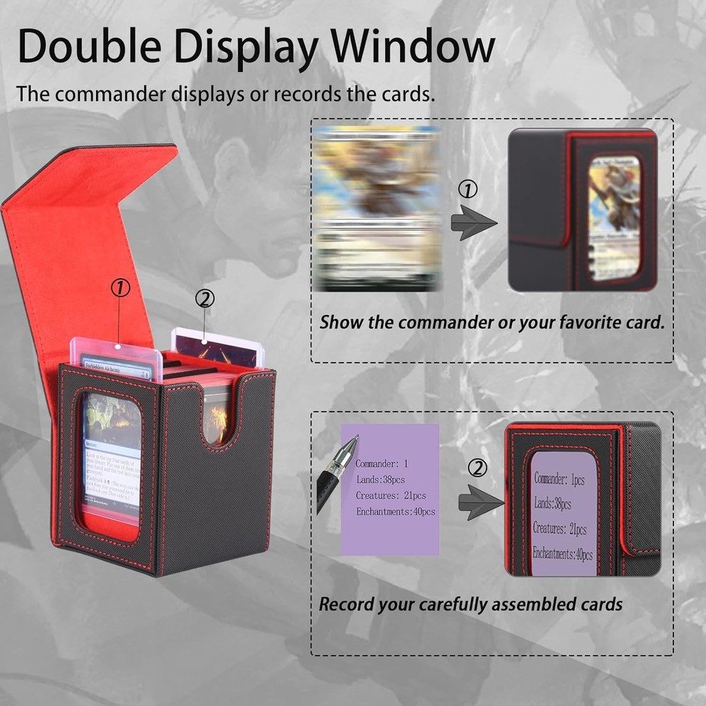 MTG Deck Box, Double Display Window MTG, Commander Deck Box Fits 120+ Single Sle