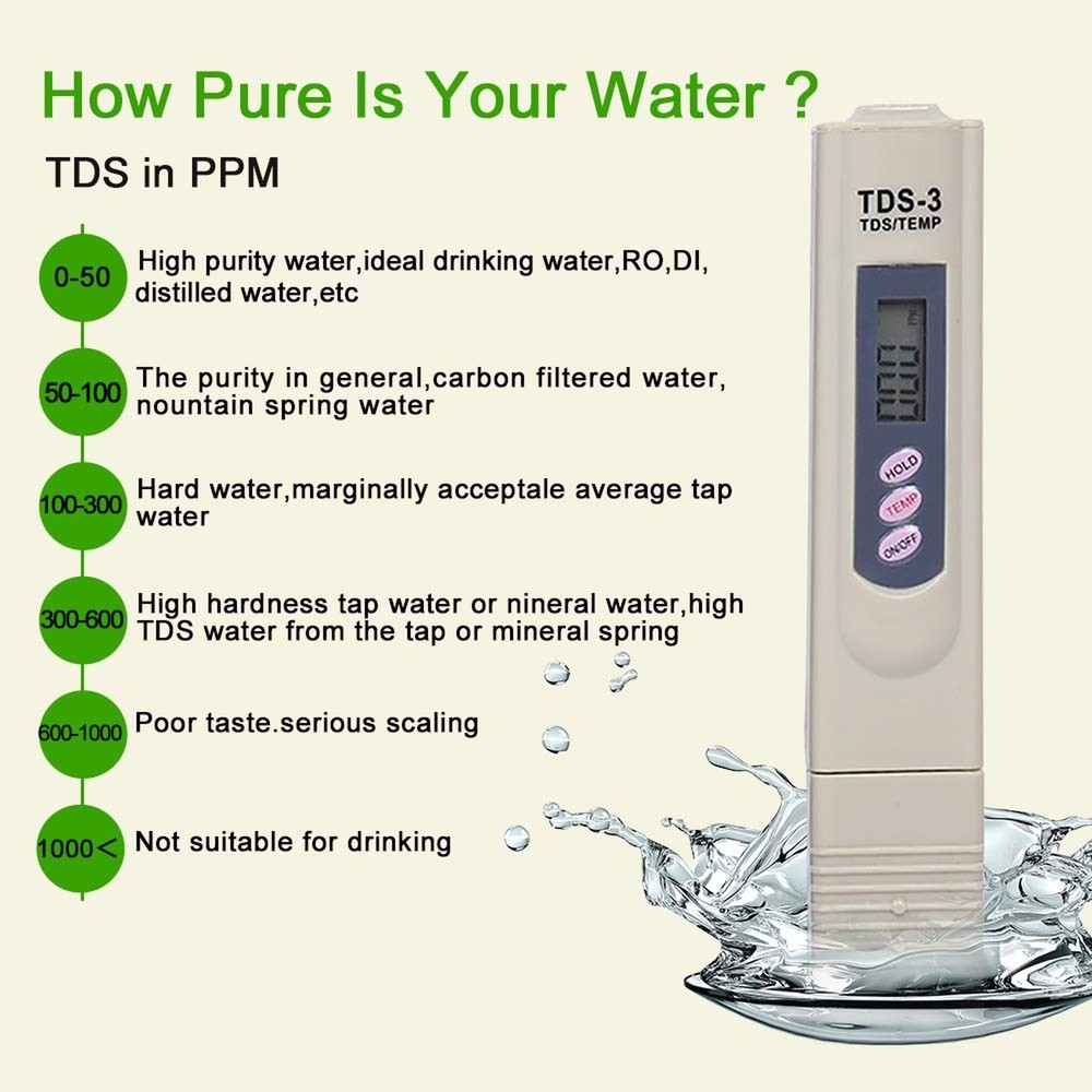 TDS Water Quality Tester Digital PPM Meter - Quick Accurate Testing for Drink...