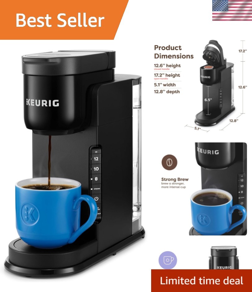 K-Express Single Serve K-Cup Pod Coffee Maker, 3 Brew Sizes, Strong Button Fe...