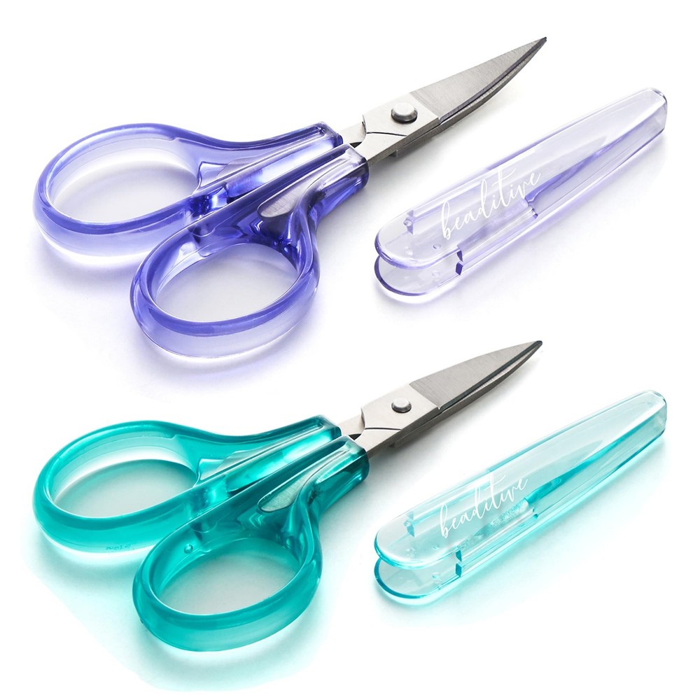 Beaditive Detail Craft Scissors Set 2 Pc. Curved and Straight, Sharp, Compact