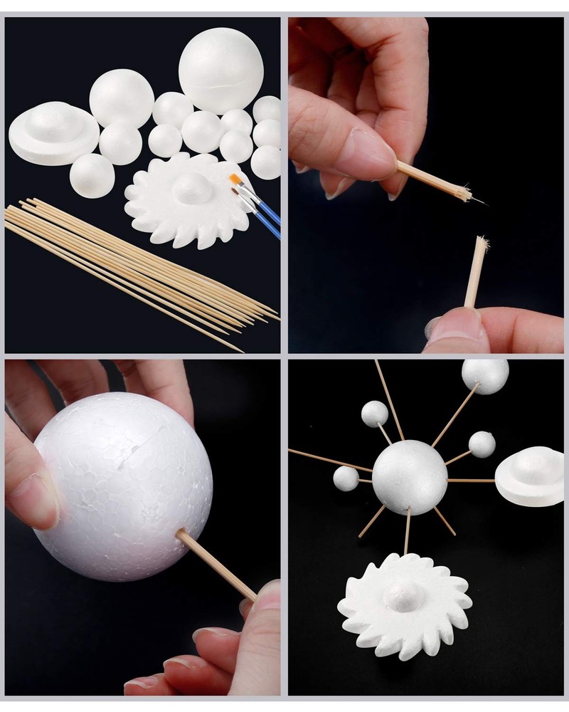 Solar System Model Foam Kit Includes 14PCS Mixed Sized Polystyrene Spheres Ba...