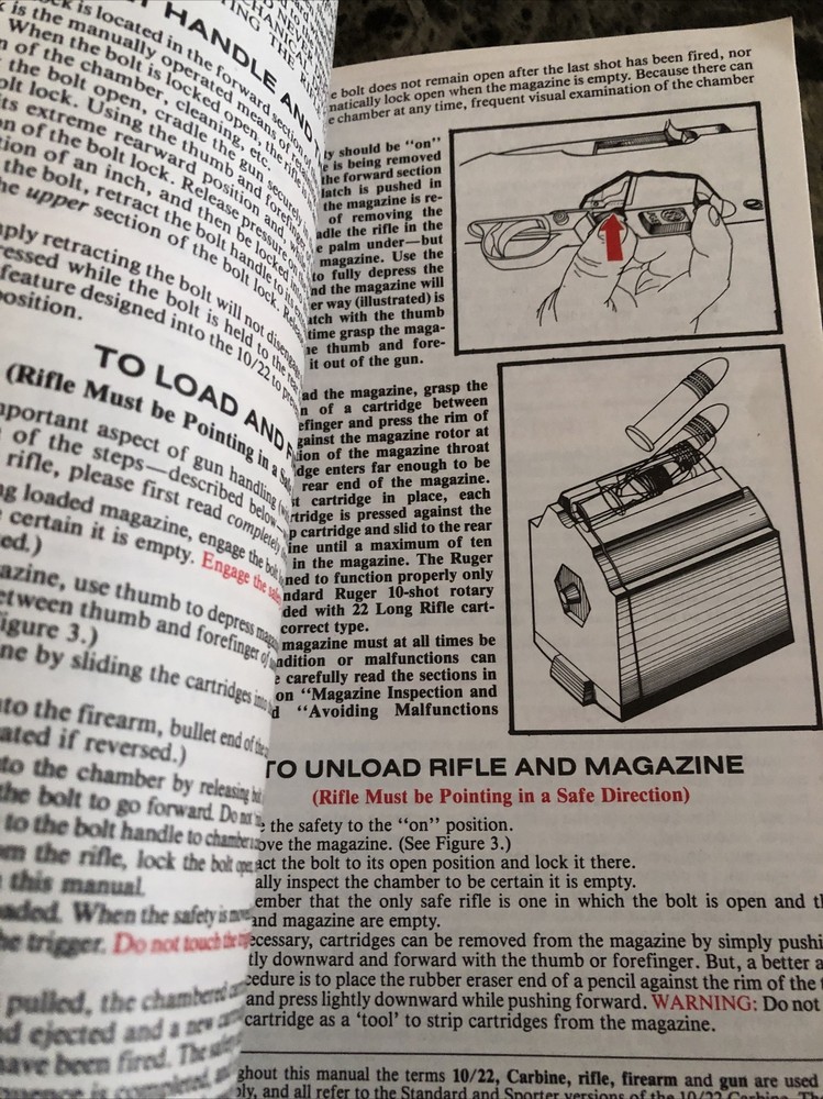 instruction manual for Ruger model 1022 carbine