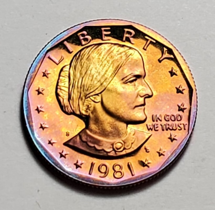 TONED 1981 S SUSAN B ANTHONY SBA DOLLAR PROOF UNC #C2563