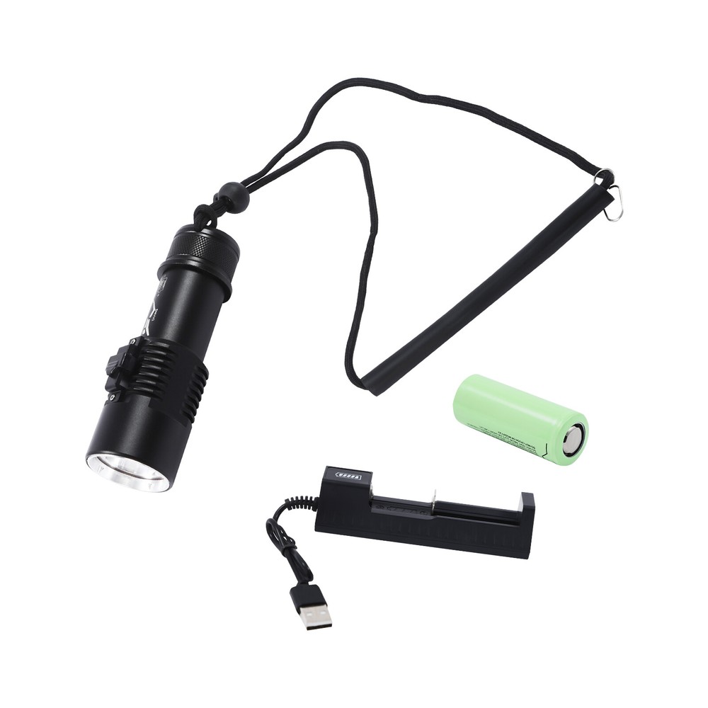 Led Scuba Diving Flashlight Torch Underwater 100M Waterproof Light Rechargeable