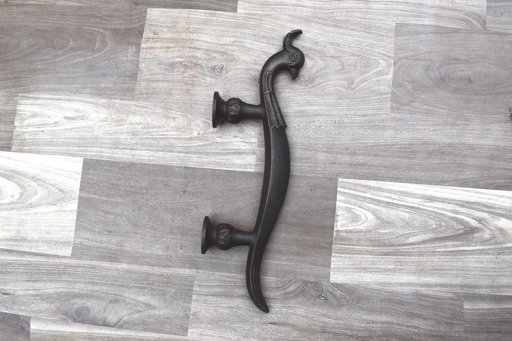 Victorian Cast iron Peacock shape Large n Heavy Gate door Screen handles pulls