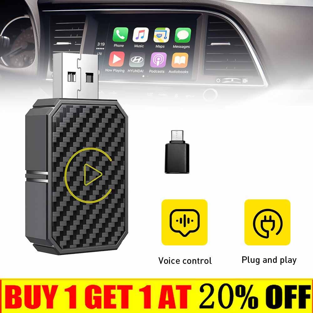 Car Android Auto Wireless Adapter & Wireless CarPlay Adapter Plug & Play 2 in 1