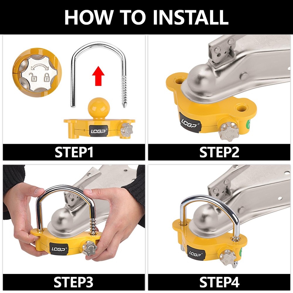 Trailer Hitch Lock with Combination Lock, Fits 1-7/8,2 and 2-5/16 Inch Couplers