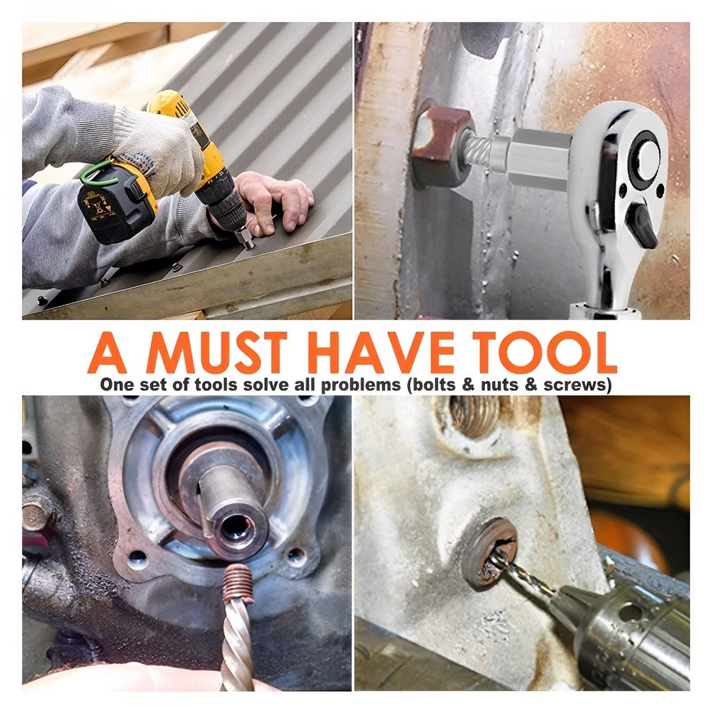 XEWEA 49PCS Screw & Bolt Extractor Set with Left Hand Drill Bit Set, Multi-Sp...